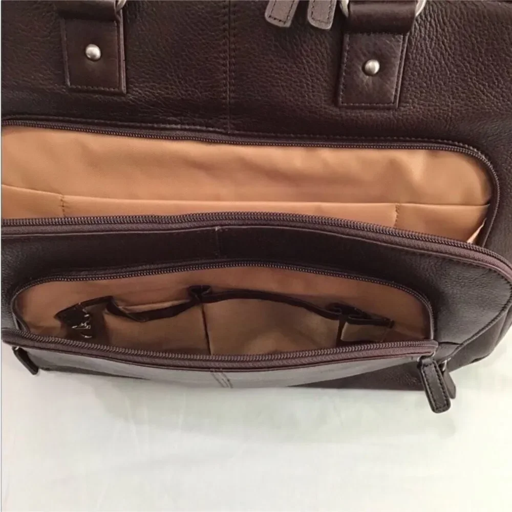 Levenger Brown Laptop Bag Briefcase Adjustable Shoulder Strap